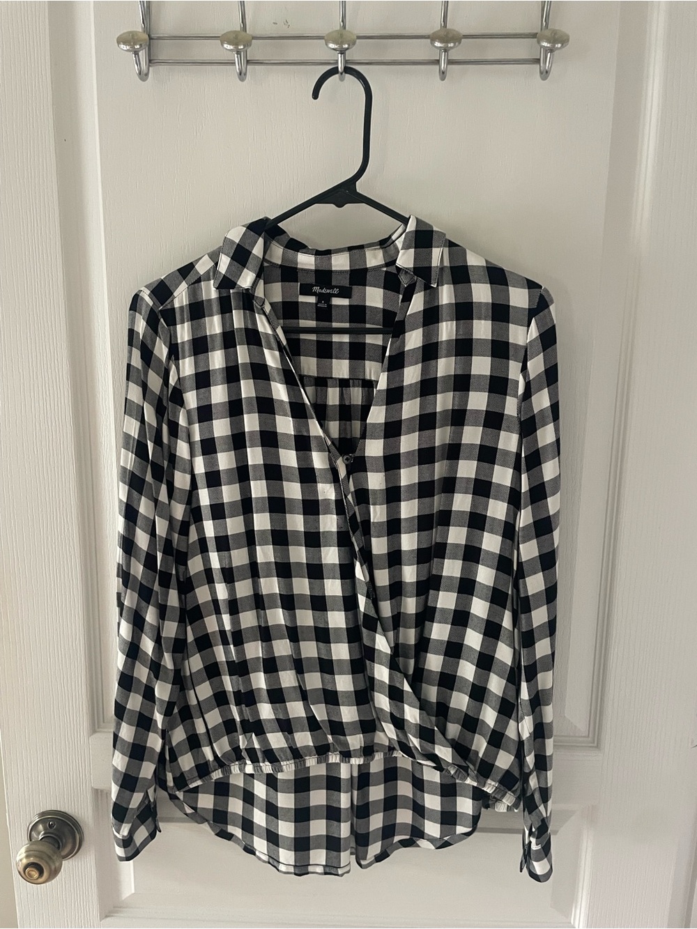 Madewell Black & White Checkered Button-Down Shirt